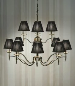Interiors 1900 CA1BSHN-CA1P12N New Classics Stanford Nickel 12Lt Pendant & Black Shades
