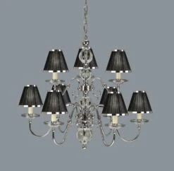 Interiors 1900 UL1PNSHB-CA20P9N New Classics Tilburg Nickel 9Lt Pendant & Black Shades