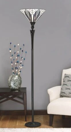Interiors 1900 T026SH40-TG08BU Tiffany Astoria Uplighter Floor Lamp