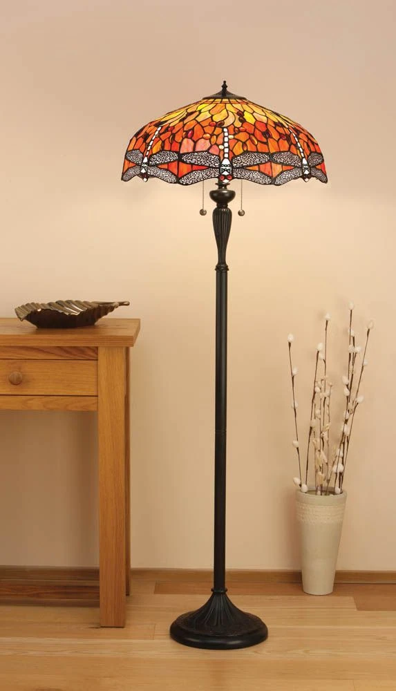 Interiors 1900 T077SH50-DK1F Tiffany Dragonfly Flame Floor Lamp 3 Interiors 1900 T077SH50-DK1F Tiffany Dragonfly Flame Floor Lamp
