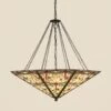 Interiors 1900 T056MEGA-SUMEGA Tiffany Dragonfly Beige Mega Panel Inverted 8Lt Pendant