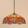 Interiors 1900 T077SH50-SU02/3 Tiffany Dragonfly Flame Large 3Lt Pendant