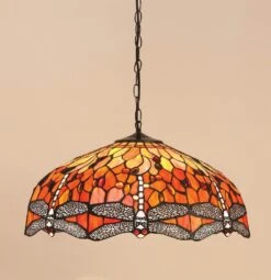 Interiors 1900 T077SH50-SU02/3 Tiffany Dragonfly Flame Large 3Lt Pendant