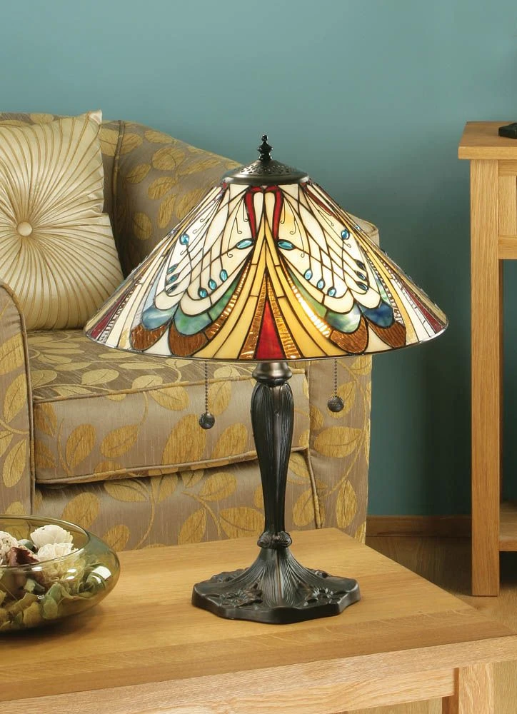 Interiors 1900 T13SHL-DB6 Tiffany Hector Medium Table Lamp 3 Interiors 1900 T13SHL-DB6 Tiffany Hector Medium Table Lamp