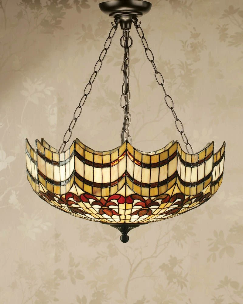 Interiors 1900 TG67SHFL-SU3C/ADJ Tiffany Vesta Large Inverted 3Lt Pendant 3 Interiors 1900 TG67SHFL-SU3C/ADJ Tiffany Vesta Large Inverted 3Lt Pendant