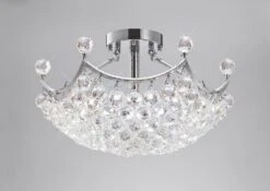 Diyas IL30033 Cesto Polished Chrome/Crystal 6 Light Semi Flush Ceiling Light