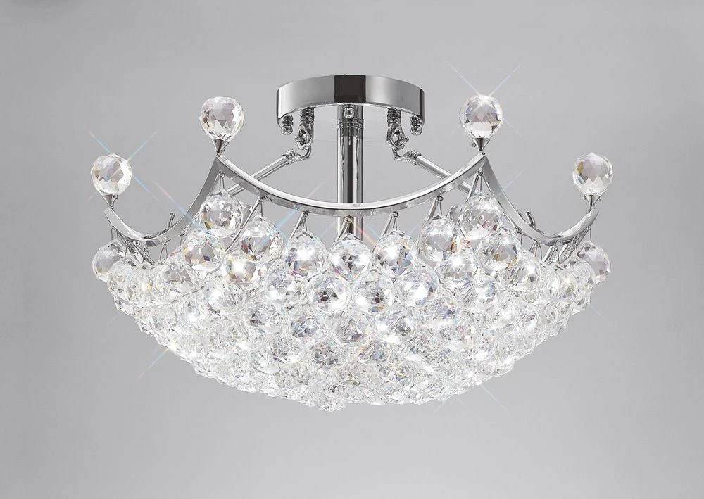 Diyas IL30033 Cesto Polished Chrome/Crystal 6 Light Semi Flush Ceiling Light 3 Diyas IL30033 Cesto Polished Chrome/Crystal 6 Light Semi Flush Ceiling Light