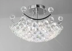 Diyas IL30035 Cesto Polished Chrome/Crystal 4 Light Semi Flush Ceiling Light