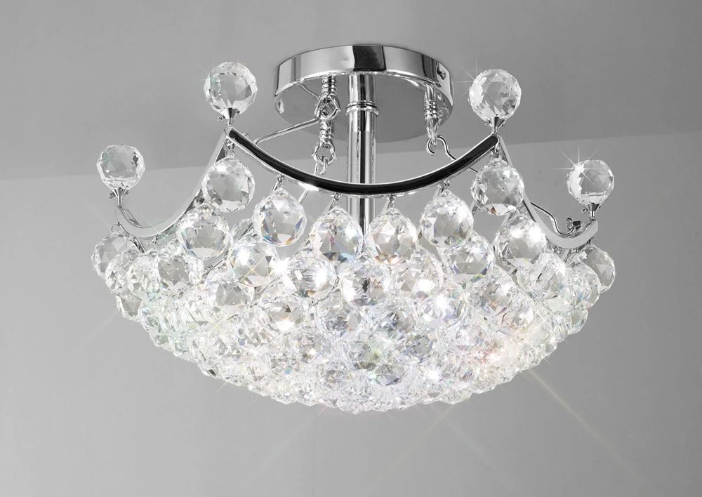Diyas IL30035 Cesto Polished Chrome/Crystal 4 Light Semi Flush Ceiling Light 3 Diyas IL30035 Cesto Polished Chrome/Crystal 4 Light Semi Flush Ceiling Light
