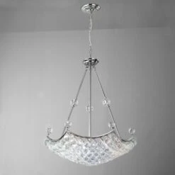 Diyas IL30036 Cesto Polished Chrome/Crystal 10 Light Semi Flush Pendant Light