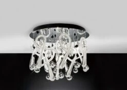 Diyas IL50382 Class Polished Chrome/White Glass/Crystal 10 Light Round Ceiling Light