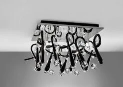 Diyas IL50383 Class Polished Chrome/Black Glass/Crystal 10 Light Square Ceiling Light