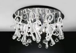 Diyas IL50386 Class Polished Chrome/White Glass/Crystal 20 Light Round Ceiling Light