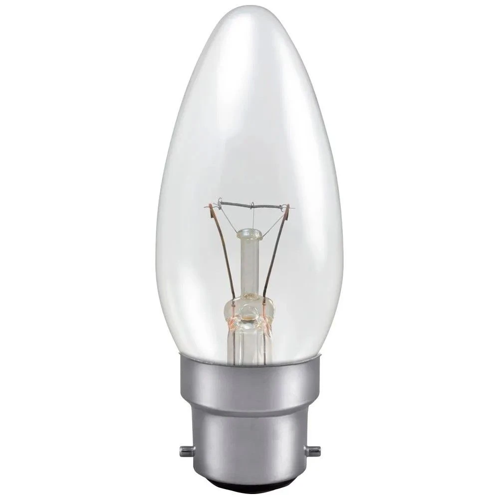 60W 35mm Clear Candle Lamp 230-240V BC/B22 2700K Warm White 3 60W 35mm Clear Candle Lamp 230-240V BC/B22 2700K Warm White