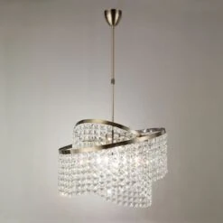 Diyas IL30094 Cortina Antique Brass/Crystal 8 Light Telescopic Pendant Light With Adjustable Rings
