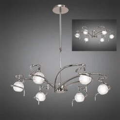 Mantra M0079 Dali Telescopic Pendant Semi Flush Convertible 6 Light G9, Polished Chrome
