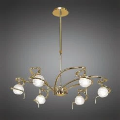 Mantra M0079PB Dali Telescopic Pendant Semi Flush Convertible 6 Light G9, Polished Brass