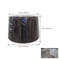 Interiors 1900 Rochamp Freya 16in Black W/ Silver Lining Tapered Drum Silk Shade -Philips Shop d d i dimensions frey16blk 1