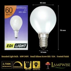 Edi Light 60W 240V SES E14 Dimmable Matt Frosted 45mm Round Golf Ball Light Bulb -Philips Shop e e d edi 60w ses frosted rounded 1
