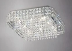 Diyas IL31153 Edison Polished Chrome/Crystal 9 Light Square Ceiling Light
