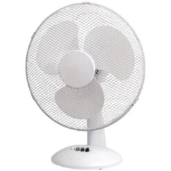 16" / 40 Cm White Desktop Fan With 3 Speed Settings Oscillating
