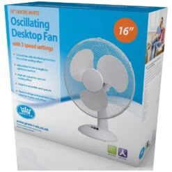 16" / 40 Cm White Desktop Fan With 3 Speed Settings Oscillating -Philips Shop e e h eh1798 in1