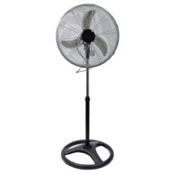 Prem-I-Air 18"(49 Cm) Black/Silver Oscillating Pedestal HV Fan With 3 Speed Settings And Extra Weighted Base For Stability