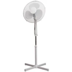 16" / 40 Cm Pedestal White Fan With Remote Control And Timer - Oscillating And Height Adjustable 3-Speed