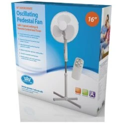 16" / 40 Cm Pedestal White Fan With Remote Control And Timer - Oscillating And Height Adjustable 3-Speed -Philips Shop e e h eh1826 in1