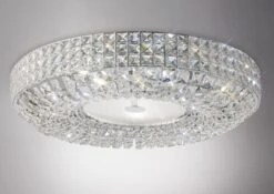 Diyas IL31202 Enya Polished Chrome/Crystal 9 Light Flush Ceiling Light
