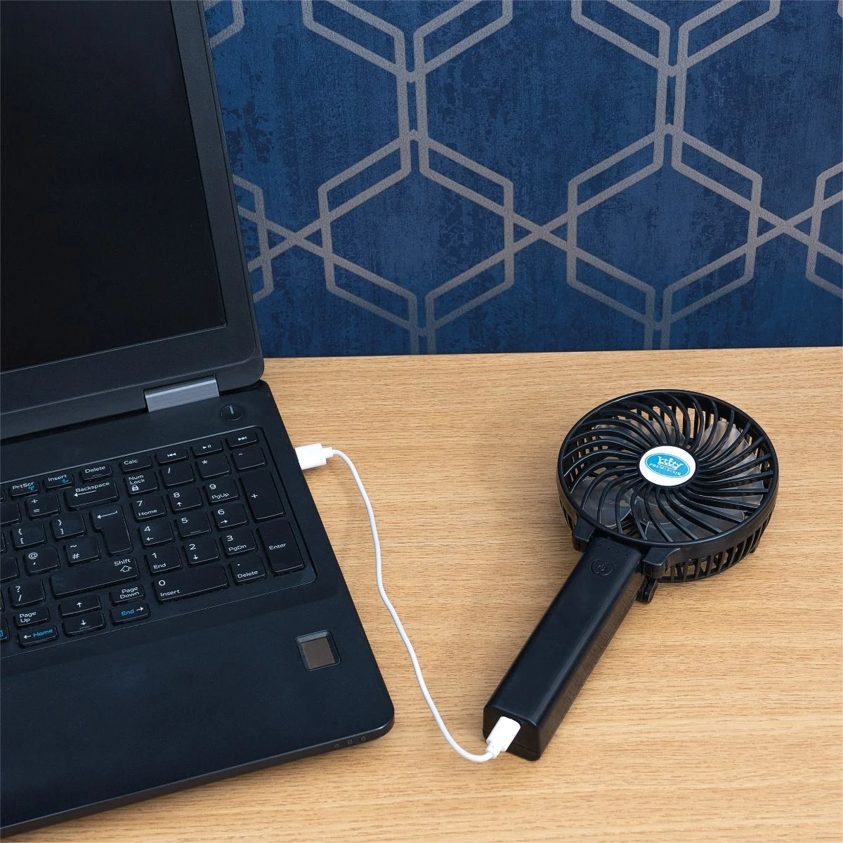 Prem-I-Air 4" USB Mini Foldable Fan - Black With Handy Torch 4 Prem-I-Air 4" USB Mini Foldable Fan - Black With Handy Torch - Image 2