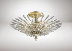 Diyas IL31671 Fay Aged Gold/Silver/Crystal 3 Light E14 Semi Ceiling Light