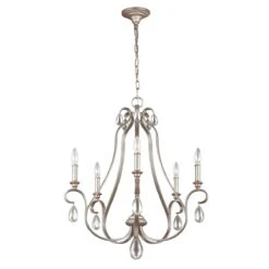 Feiss FE/DEWITT5 DeWitt Sunrise Silver 5 Light Chandelier Light