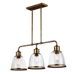 Feiss FE/HOBSON/3P AB Hobson Aged Brass 3 Light Island Chandelier Light