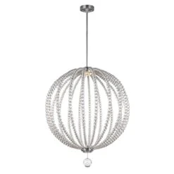 Feiss FE/OBERLIN/P/L Oberlin Satin Nickel 2 Light Large LED Pendant Light