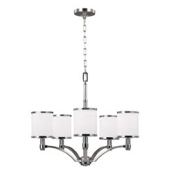 Feiss FE/PROSPECTPK5 Prospect Park Satin Nickel / Chrome 5 Light Chandelier Light