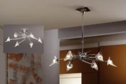 Mantra M0301 Flavia Telescopic Pendant Semi Flush Convertible Round 6 Light G9, Polished Chrome