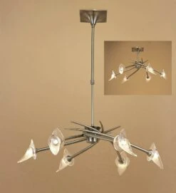 Mantra M0301AB Flavia Telescopic Pendant Semi Flush Convertible Round 6 Light G9, Antique Brass