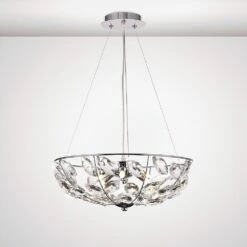 Diyas IL31656 Galilea Polished Chrome/Crystal 6 Light G9 Pendant Light