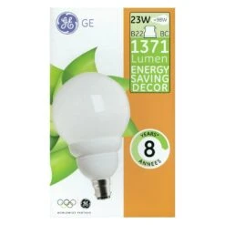 GE 23W = 98W BC B22 Low Energy 110mm Decor Globe Lamp