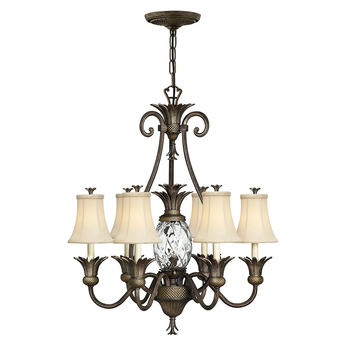 Hinkley HK/PLANT7 PZ Plantation 7lt Chandelier Pearl Bronze 3 Hinkley HK/PLANT7 PZ Plantation 7lt Chandelier Pearl Bronze