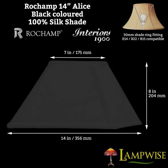 Interiors 1900 Rochamp Alice 14in Black Square Silk Shade 4 Interiors 1900 Rochamp Alice 14in Black Square Silk Shade - Image 2