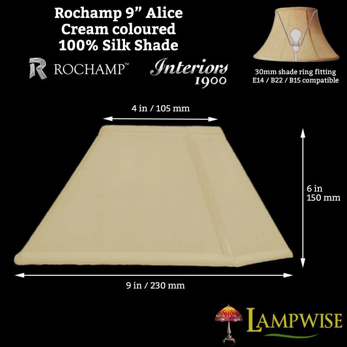 Interiors 1900 Rochamp Alice 9in Cream Square Silk Shade 4 Interiors 1900 Rochamp Alice 9in Cream Square Silk Shade - Image 2