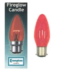 Crompton FIRCAN40BC 40W 240V BC B22d Bayonet Cap Fireglow Red Candle