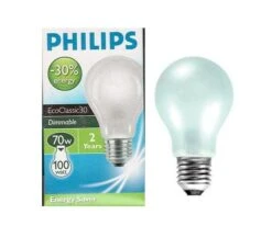 Philips EcoClassic30 70W 240V ES E27 Opal GLS Light Bulb