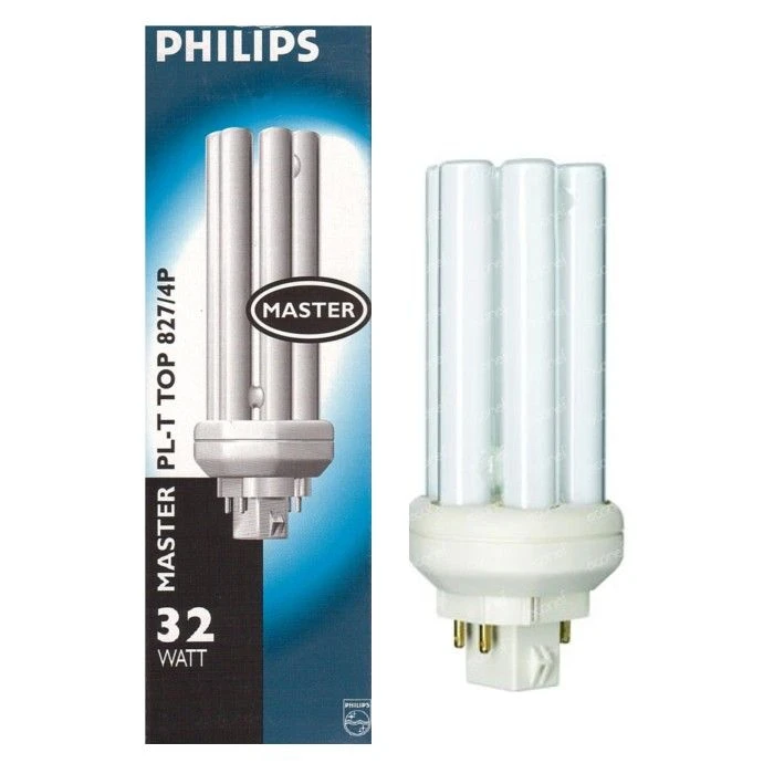 Philips Master 32W 4 Pin PL-T Plug-in Compact Fluorescent Warm White 2,700k 2400 Lm Gx24q-3 3 Philips Master 32W 4 Pin PL-T Plug-in Compact Fluorescent Warm White 2,700k 2400 Lm Gx24q-3