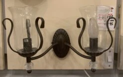 EGLO Bronze Traditional Double Wall Light With Seeded Clear Glass Shades