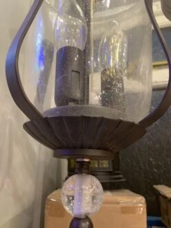 EGLO Antique Bronze 3 Light Hanging Lantern With Clear Seeded Glass -Philips Shop i i m img 0289 1