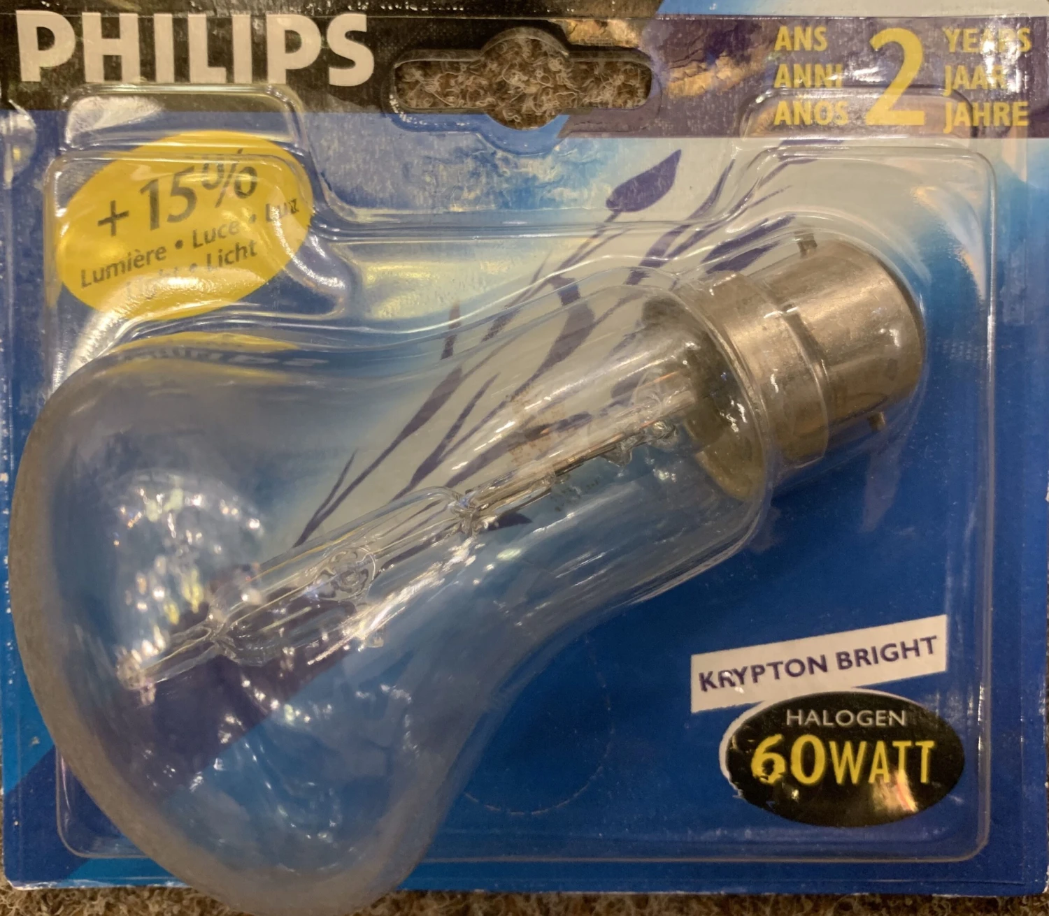 Philips Krypton Halogena 60W 240V B22 BC Clear Halogen Bulb 15% Brighter 4 Philips Krypton Halogena 60W 240V B22 BC Clear Halogen Bulb 15% Brighter - Image 2