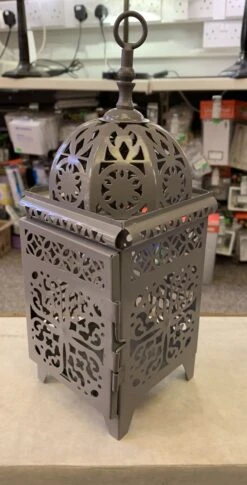 Non Electrical Grey Standing/Hanging Lantern Suitable For Tealights/candles